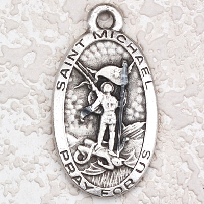 Antique Silver Saint Michael 24-inch chainai-inch