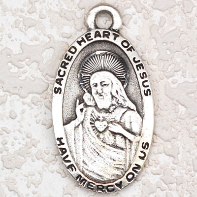 Antique Silver Scapular 24-inch chain/card