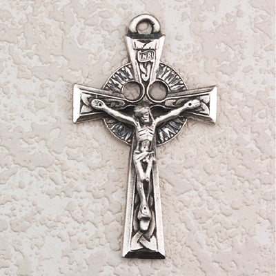 Antique Silver Celtic Crucifix 24-inch chain and card