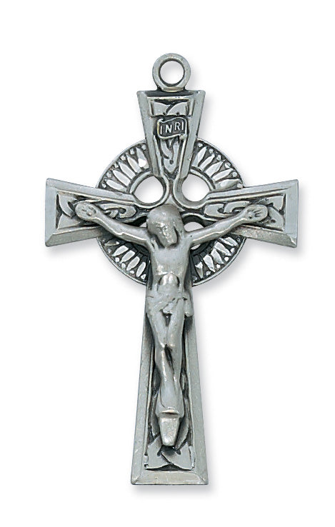 Antique Silver Celtic Crucifix 24-inchCh&B