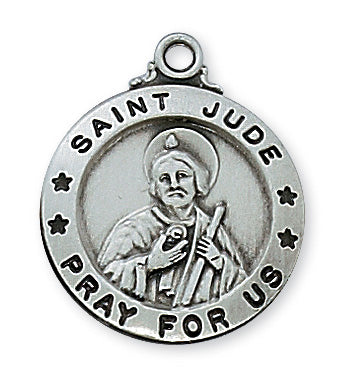 Antique Silver Saint Judewith 20-inch Chain