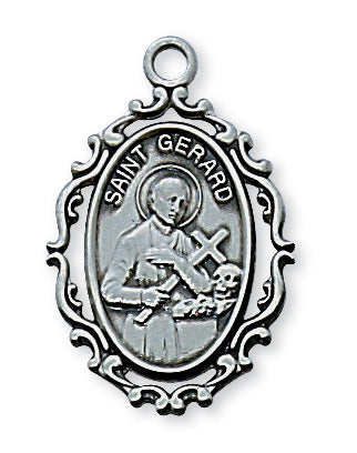 Antique Silver Saint Gerard with 18-inch Chain