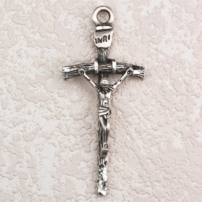 Antique Silver Papal Crucifix 24-inch chain and card