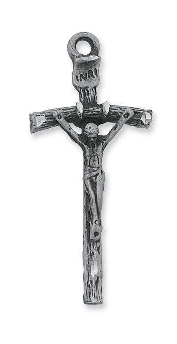 Antique Silver Papal Crucifix with 24-inch Chain