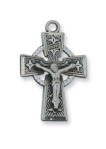 Antique Silver Celtic Crucifix 18-inchCh&B