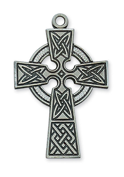 Antique Silver Celt Crucifix with 24-inch Chain
