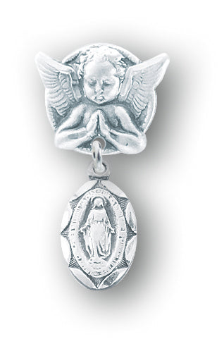 Sterling Silver Baby Miraculous Medal Pin