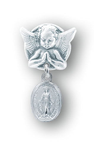 Sterling Silver Baby Miraculous Medal Pin