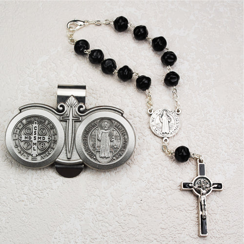 St Benedict Auto Rosary/Visor Clip