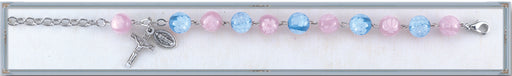 8mm Blue and Pink Venetian Rosary Bracelet