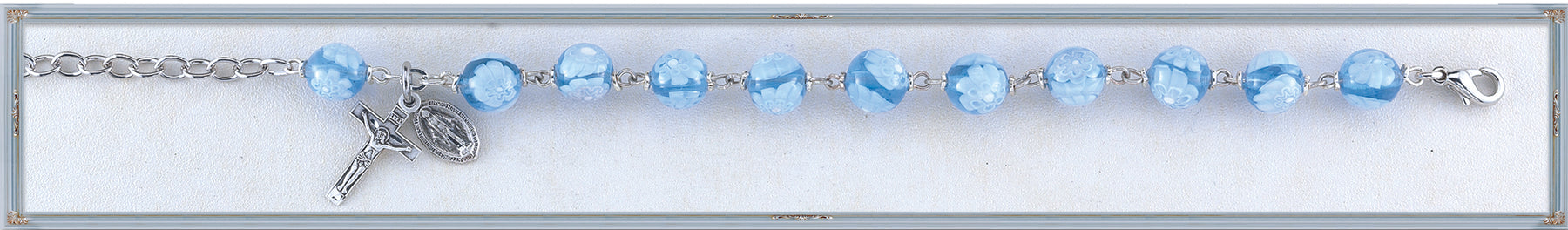 8mm Blue Venetian Rosary Bracelet