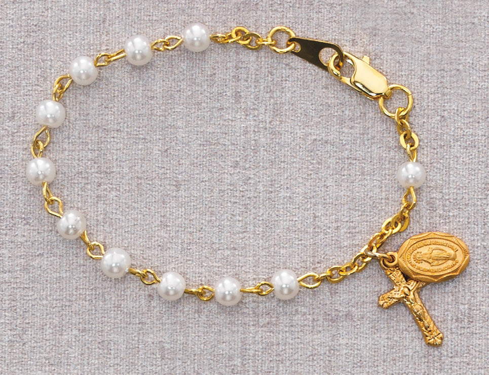 5 1/2-inch Gold Pearl Bracelet
