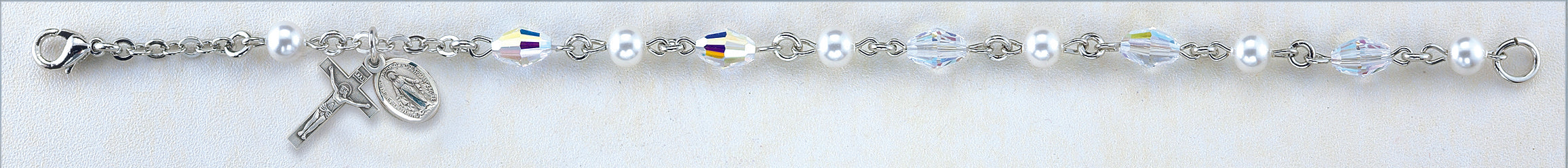 6mm Pearl and Swarovski Crystal Bracelet