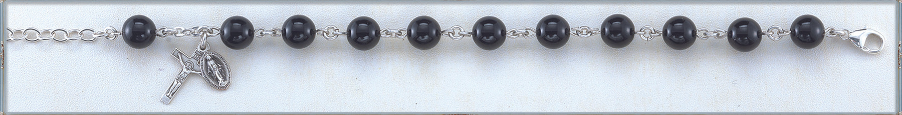 Genuine Round Black Onyx Rosary Bracelet