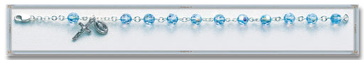 Round Light Sapphire Swarovski Crystal Sterling Bracelet