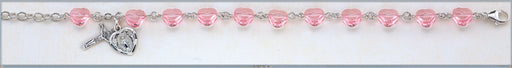 Light Rose Swarovski Crystal Heart Shaped Sterling Bracelet