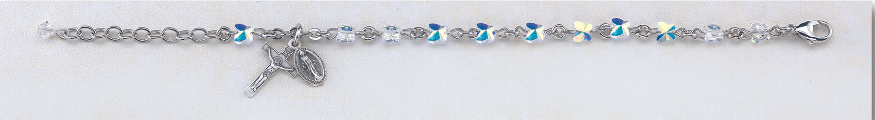 Aurora Crystal Swarovski Crystal Butterfly Sterling Bracelet