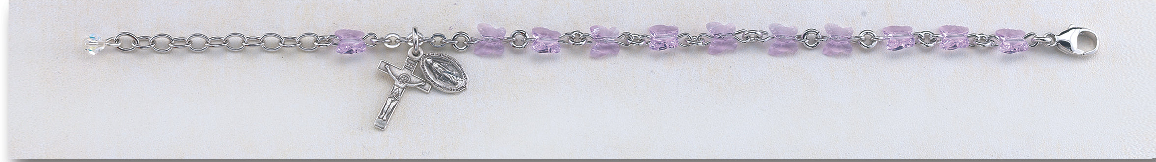 Violet Swarovski Crystal Butterfly Sterling Bracelet