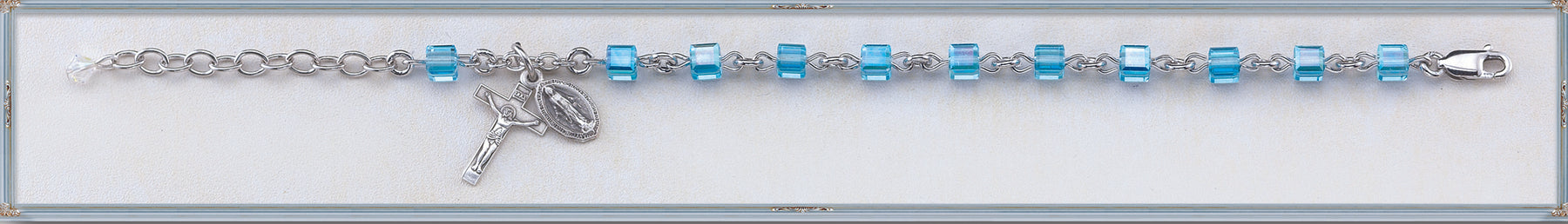 Aqua Swarovski Crystal Cube Bracelet