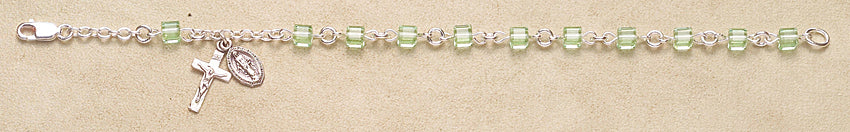 Chrysolite Swarovski Crystal Cube Rosary Bracelet