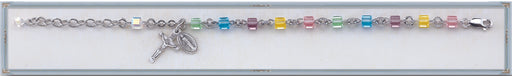 Multi Color Swarovski Crystal Cube Rosary Bracelet
