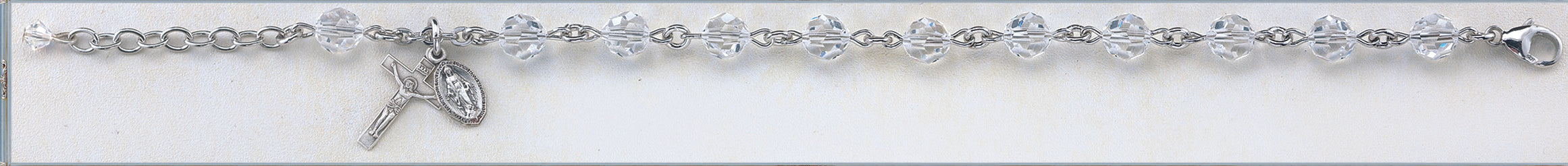 Clear Crystal Round Faceted Swarovski Crystal Sterling Bracelet