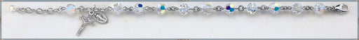 Aurora Round Faceted Swarovski Crystal Sterling Bracelet