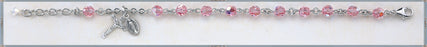 Light Rose Round Faceted Swarovski Crystal Sterling Bracelet