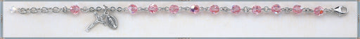 Light Rose Round Faceted Swarovski Crystal Sterling Bracelet