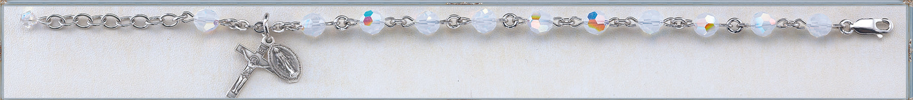 Opal Round Faceted Swarovski Crystal Sterling Bracelet