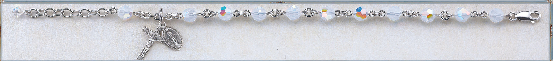 Opal Round Faceted Swarovski Crystal Sterling Bracelet