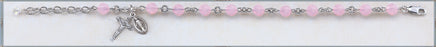 Rose Opal Round Faceted Swarovski Crystal Sterling Bracelet
