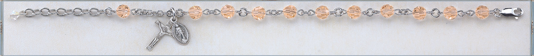 Smoked Round Faceted Swarovski Crystal Sterling Bracelet