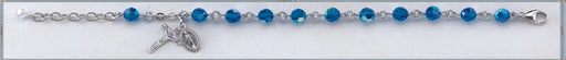 Sapphire Round Faceted Swarovski Crystal Sterling Bracelet