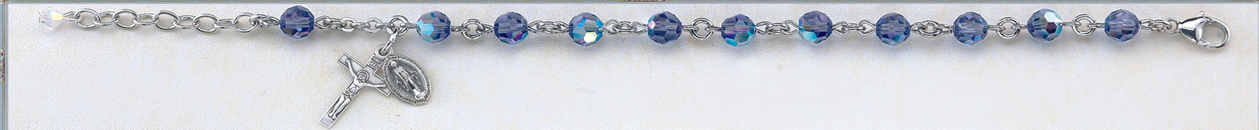 Zircon Round Faceted Swarovski Crystal Sterling Bracelet