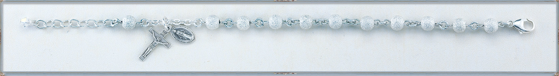 Frosted Round Sterling Silver Bracelet