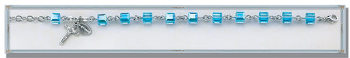 Aqua Swarovski Crystal Faceted Cube Sterling Bracelet