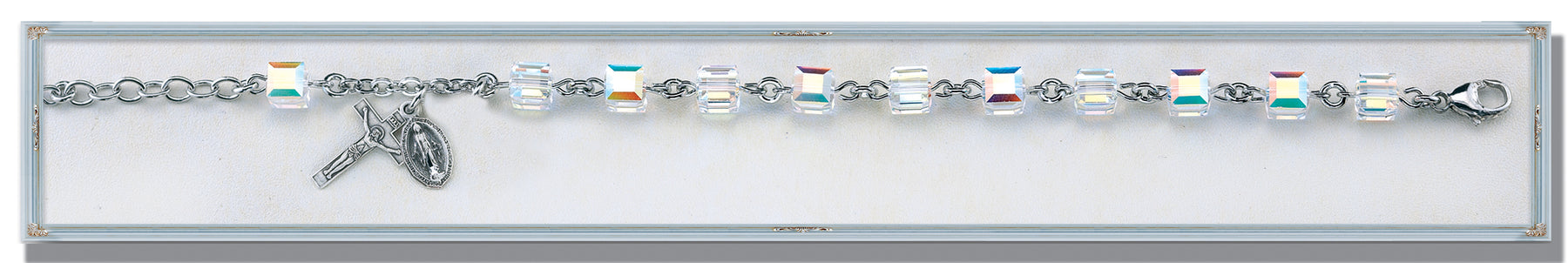 Swarovski Crystal Faceted Cube Sterling Bracelet