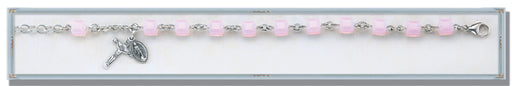 Rose Quartz Crystal Swarovski Faceted Cube Sterling Bracelet