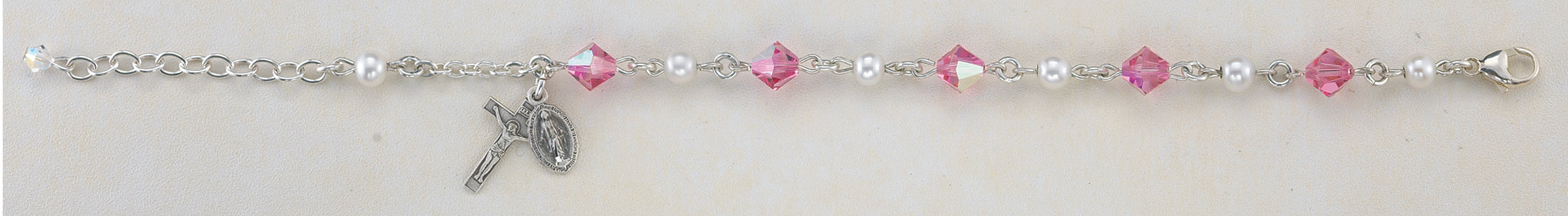 Pink Rondell Swarovski Crystal Rosary Bracelet