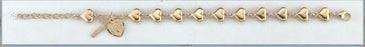 Gold over Sterling Silver Polished Solid Heart Bracelet