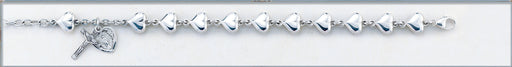 Sterling Silver Heart Shaped Rosary Bracelet