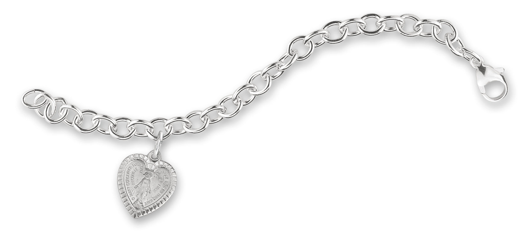 Sterling Silver Linked Miraculous Medal Bracelet