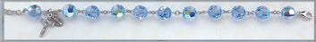 Round Faceted Light Sapphire Swarovski Crystal Sterling Bracelet