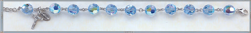 Round Faceted Light Sapphire Swarovski Crystal Sterling Bracelet
