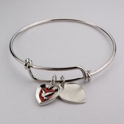 Youth Red Heart and Holy Spirit Engravable Bracelet