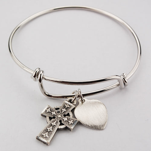 Adult Pewter Celtic Cross Engravable Bracelet