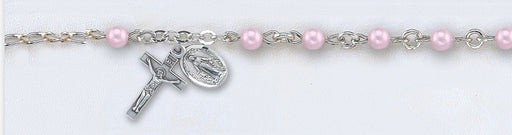 Pink Swarovski Imitation Pearl Rosary Bracelet