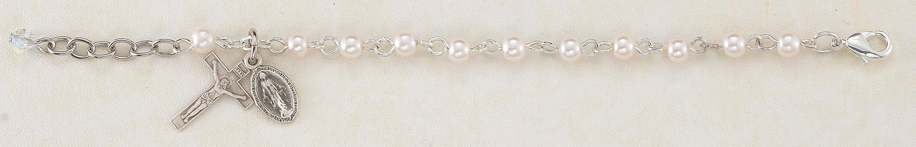 Beige Swarovski Imitation Pearl Rosary Bracelet