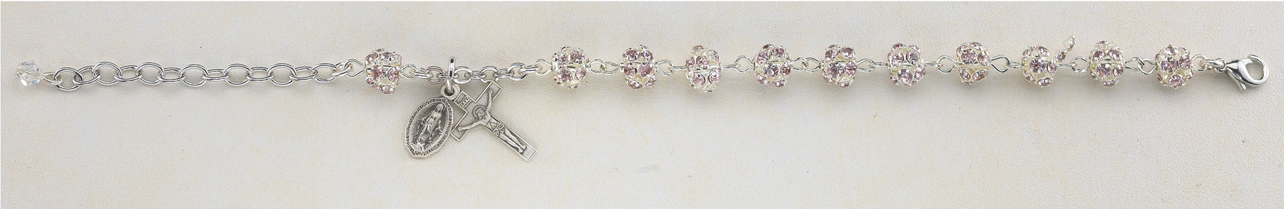 Light Rose Crystal Rosary Bracelet